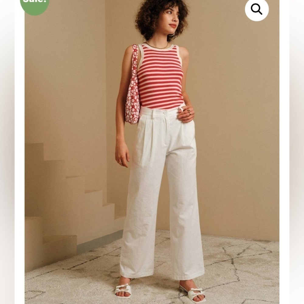 Rihoas The Solid High Waisted Pleated Cotton Trouser Pant Sz Small NWT